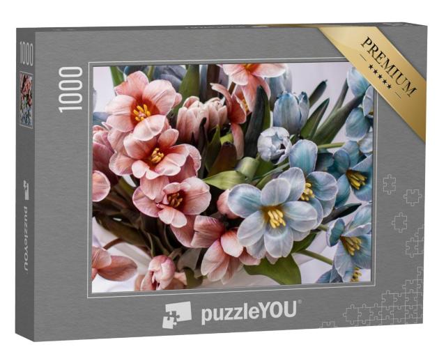 Puzzel 1000 stukjes „Een boeket tulpen voor Moederdag“