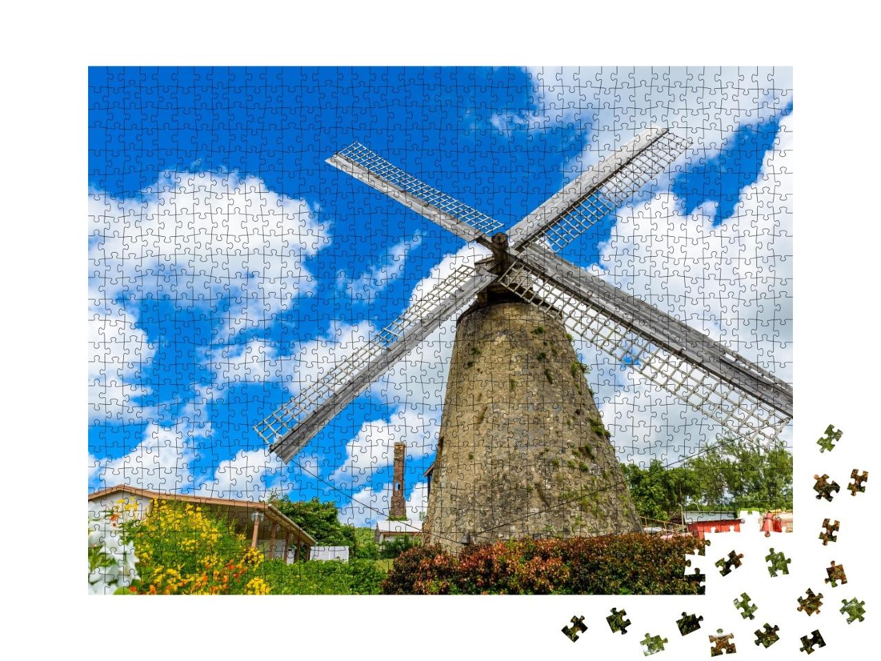 Puzzle 1000 Teile „Malerische Windmühle auf Barbados, Karibik“