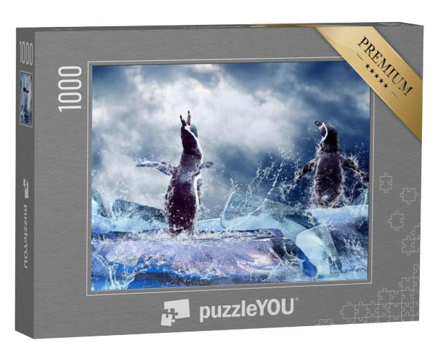 Puzzel 1000 stukjes „Een pinguïn op het ijs“