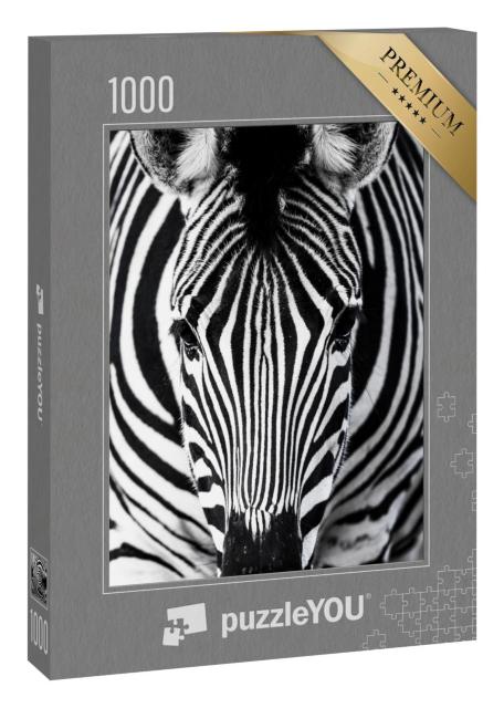 Puzzle 1000 Teile „Nahaufnahme eines Zebras, schwarz-weiß“