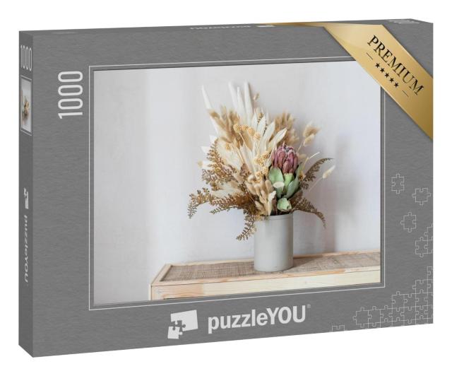 Puzzle 1000 Teile „Minimalistische Komposition aus getrockneten Blumen“