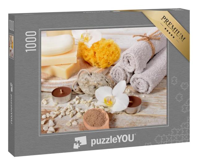 Puzzle 1000 Teile „Home Spa: Bimsstein, Handtücher, natürliche Seife“