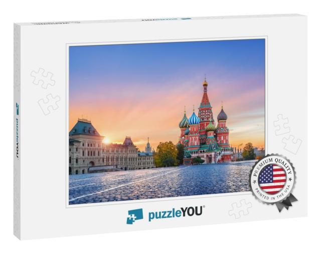St. Basils Cathedral on Red Square in Moscow & Golden Clo... Jigsaw Puzzle