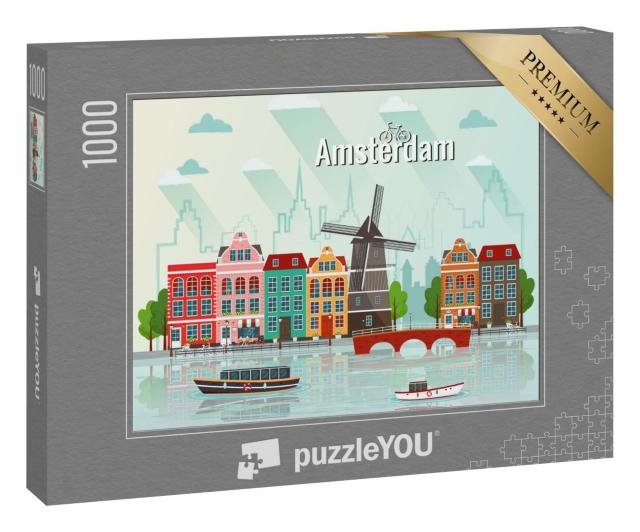 Puzzle 1000 Teile „Vektor-Illustration von Amsterdam“