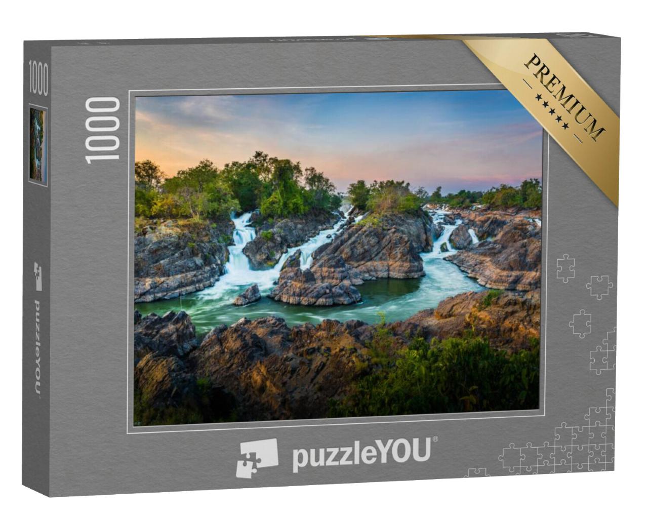 Puzzel 1000 stukjes „Adembenemend gebied met 4000 eilanden bij Champasak, Laos“