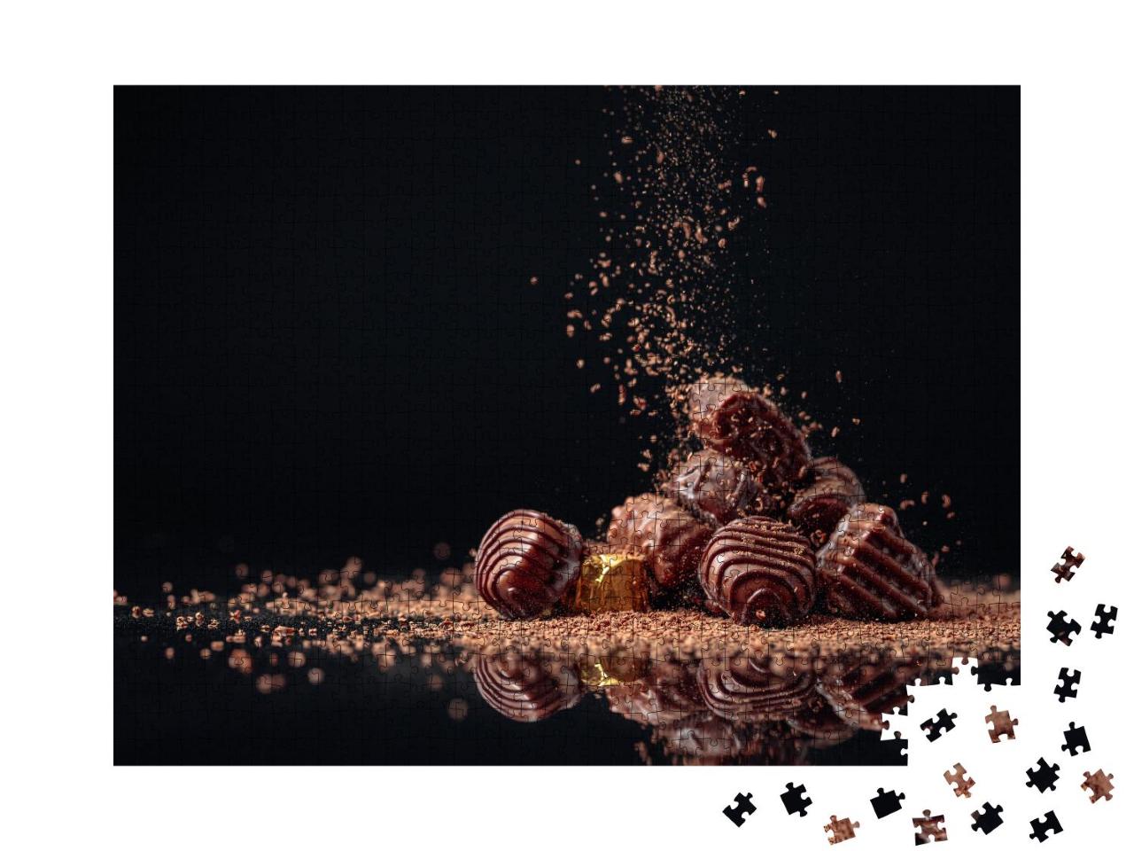 Puzzle 1000 Teile „Schokoladenbonbons, bestreut mit Schokoladensplittern“
