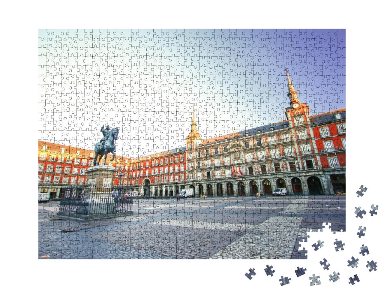 Puzzle 1000 Teile „Morgenlicht am Plaza Mayor, Madrid, Spanien“