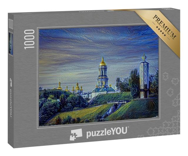 Puzzle 1000 Teile „im Kunst-Stil von van Gogh, Sternennacht - Kloster Kiew - Puzzle-Kollektion Künstler & Gemälde“
