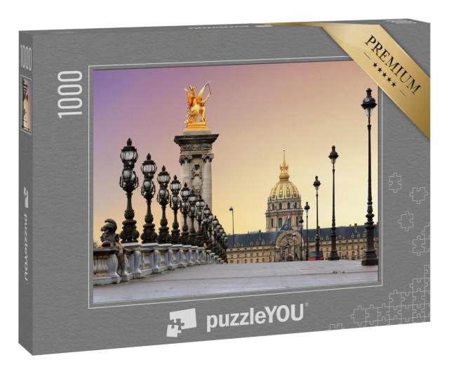 Puzzle 1000 Teile „Sonnenaufgang an der Pont Alexandre, Paris, Frankreich“