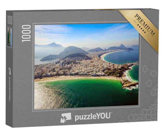 Puzzel 1000 stukjes „Luchtfoto van de beroemde stranden Copacabana en Ipanema“