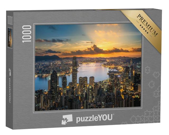 Puzzel 1000 stukjes „Hongkong bij zonsondergang“