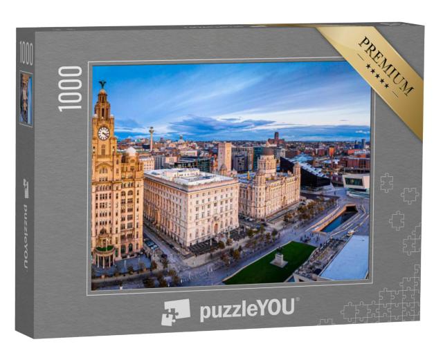 Puzzel 1000 stukjes „Luchtfoto van de stad Liverpool, Engeland“