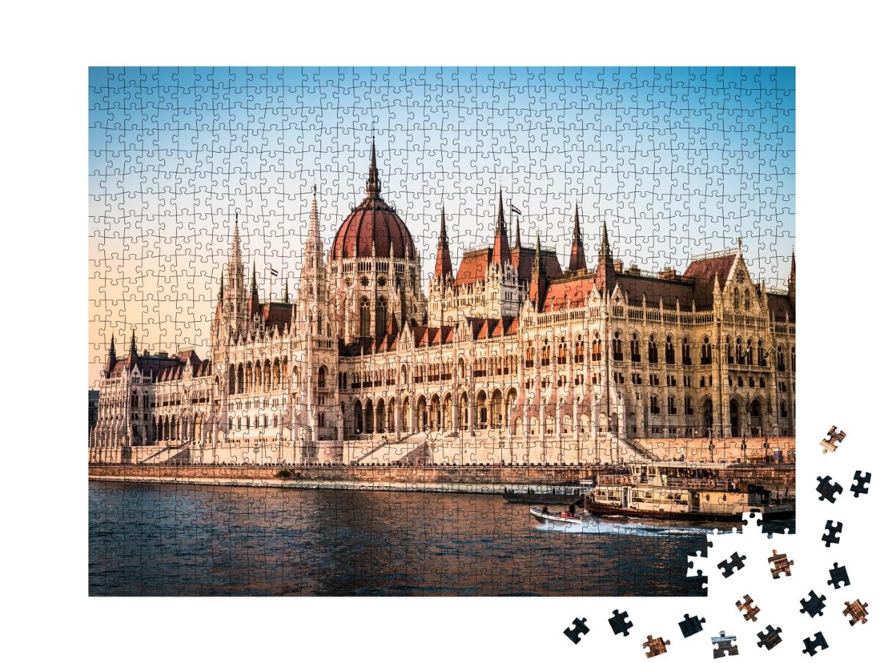 Puzzle 1000 Teile „Ungarisches Nationalparlament und Donau in Budapest, Ungarn“