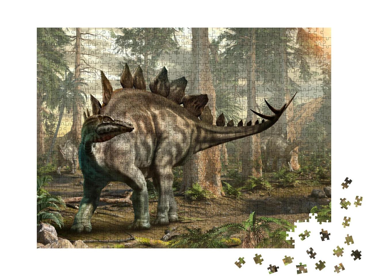 Puzzle 1000 Teile „Stegosaurus, 3D-Illustration“