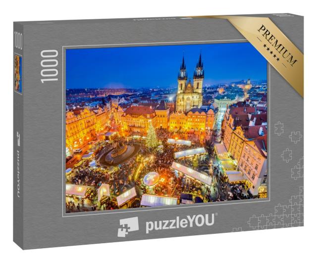 Puzzle 1000 Teile „Weihnachtsmarkt in Prag, Tschechische Republik“