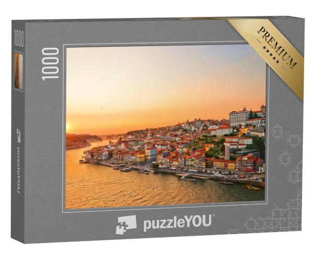 Puzzel 1000 stukjes „Prachtige zonsondergang boven het centrum van Porto“