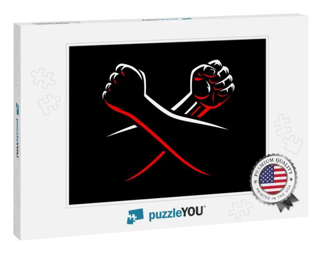 Vector Clenched Fists Fight Mma, Wrestling, Kick Boxing... Jigsaw Puzzle