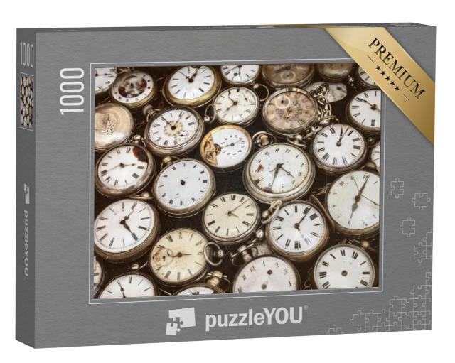 Puzzel 1000 stukjes „Afbeelding in retrostijl met verschillende zakhorloges“