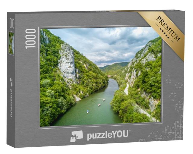 Puzzel 1000 stukjes „Het hoofd van Decebal uitgehouwen in de rots, Donaukloven, Roemenië“