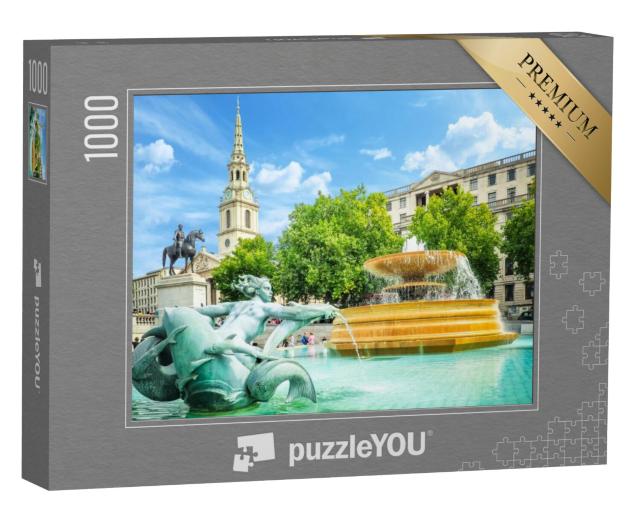 Puzzel 1000 stukjes „Fontein op Trafalgar Square op een stralende zomerdag“