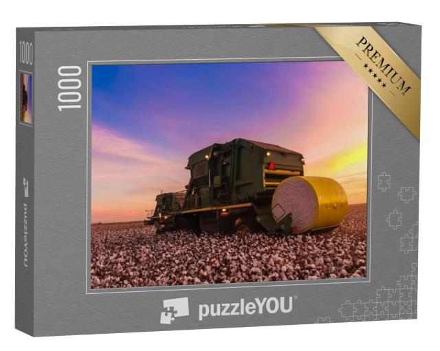 Puzzel 1000 stukjes „Katoenoogst, zonsondergang“