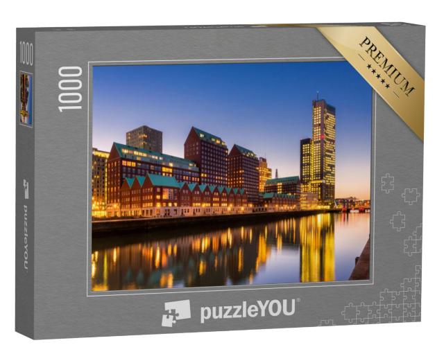 Puzzel 1000 stukjes „Moderne architectuur en skyline van Rotterdam, Nederland“