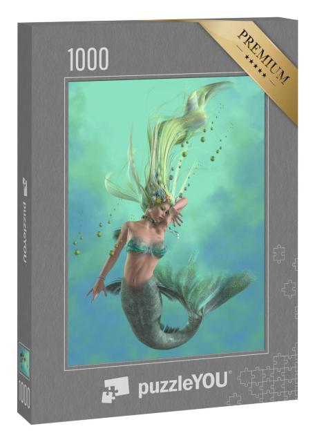 Puzzle 1000 Teile „Digitale Kunst: Die Meerjungfrau, ein mystisches Fabelwesen“