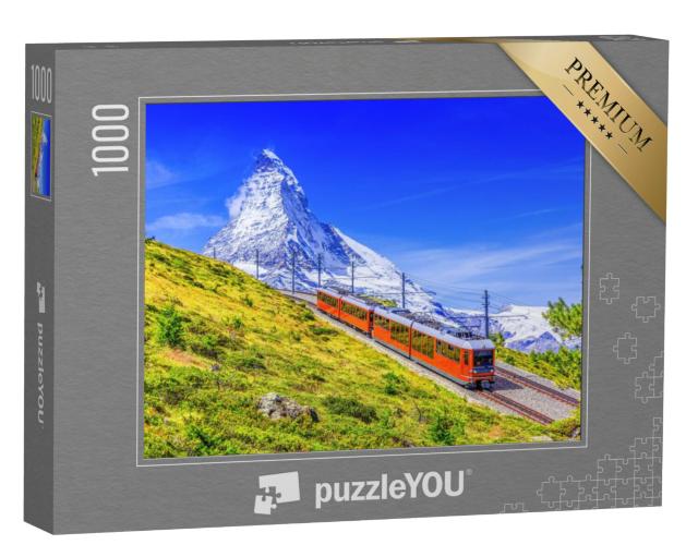 Puzzel 1000 stukjes „Spoorweg op de Gornergrat met de Matterhorn, Wallis, Zwitserland“