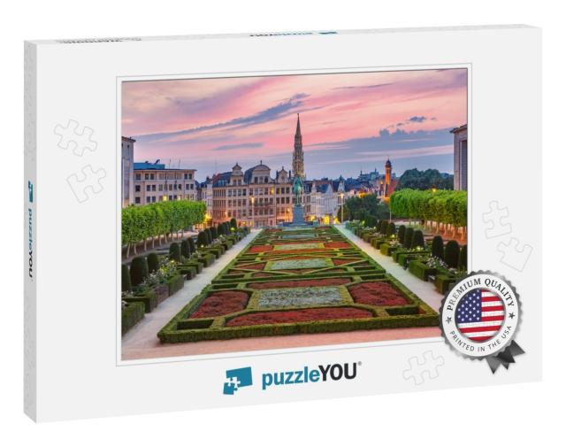 Brussels City Hall & Mont Des Arts Area At Sunset in Brus... Jigsaw Puzzle