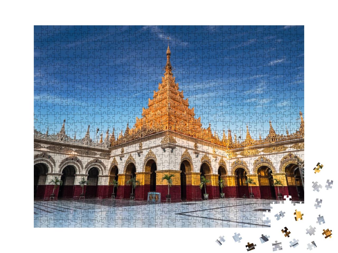 Puzzle 1000 Teile „Beeindruckende Architektur des buddhistischen Tempel in Mandalay, Myanmar“