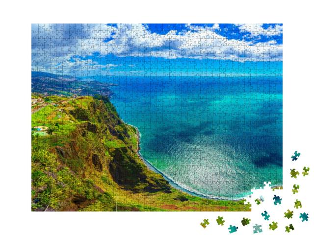 Puzzle 1000 Teile „Luftaufnahme vom höchsten Punkt auf Madeira: Cabo Girao, Portugal“