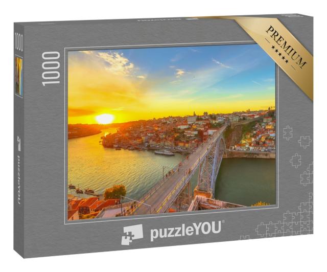 Puzzle 1000 Teile „Sonnenuntergang am Douro Fluss, Porto, Portugal“