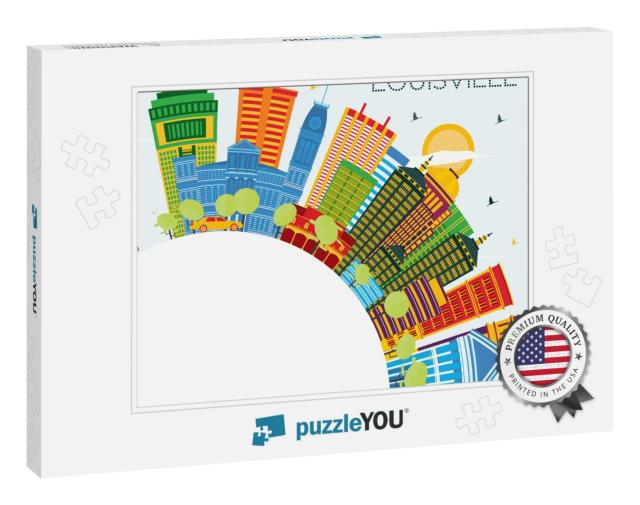 Louisville Kentucky USA City Skyline with Color Buildings... Jigsaw Puzzle