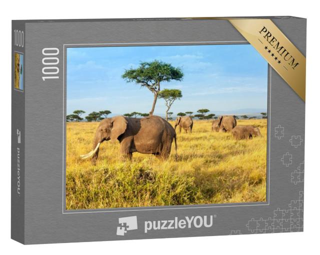 Puzzel 1000 stukjes „Afrikaanse olifanten in het Maasai Mara National Reserve, Kenia“