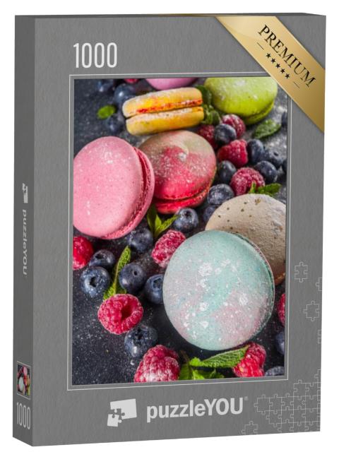 Puzzel 1000 stukjes „Selectie van Franse macarons“