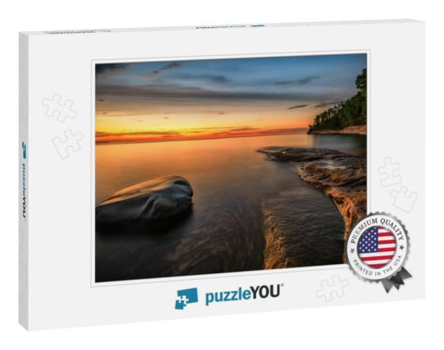 Twilight At Pictured Rocks Lake Superior, Lake Super... Jigsaw Puzzle