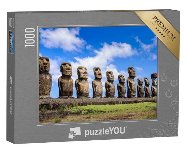 Puzzel 1000 stukjes „Stenen figuren Moais van Ahu Tongariki, Paaseiland, Chili“