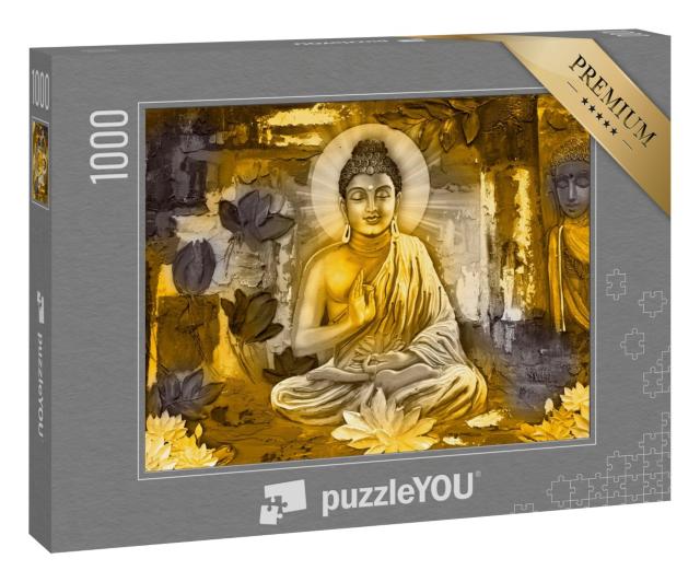 Puzzle 1000 Teile „3D-Illustration mit Buddha und Blumen“