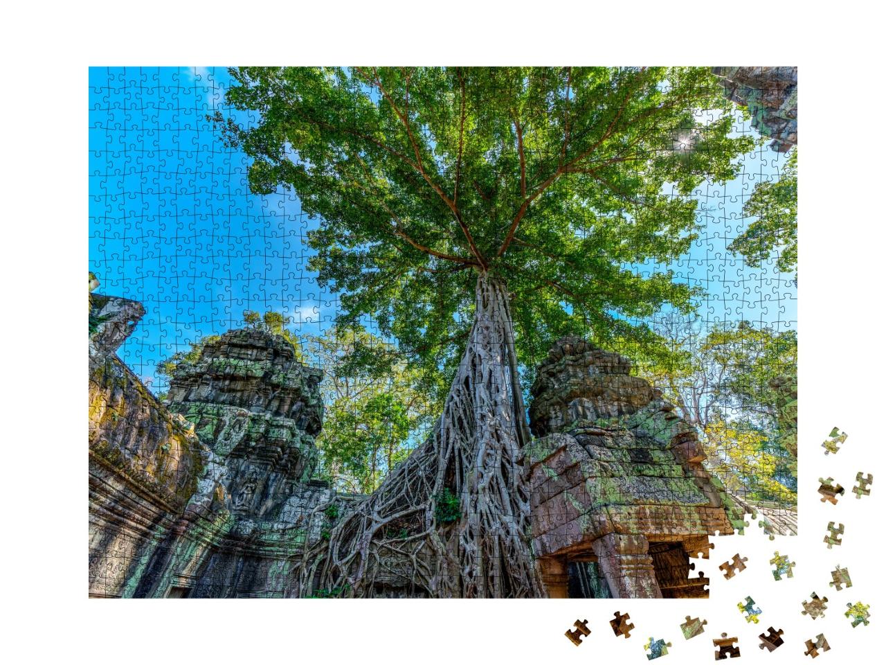 Puzzle 1000 Teile „Ruinen von Ta Prohm, Angkor, Kambodscha“