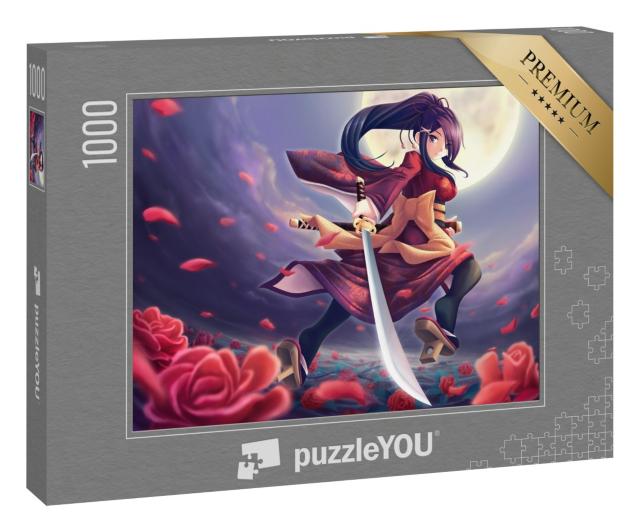 Puzzle „Rosen-Samurai: ein Mädchen im Anime-Stil“