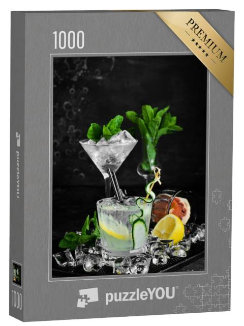 Puzzel 1000 stukjes „Gin en tonic met komkommer en citroen“