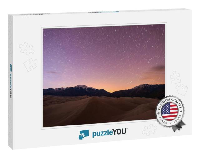 Starry Night At Great Sand Dunes - Star Trails of Spring... Jigsaw Puzzle