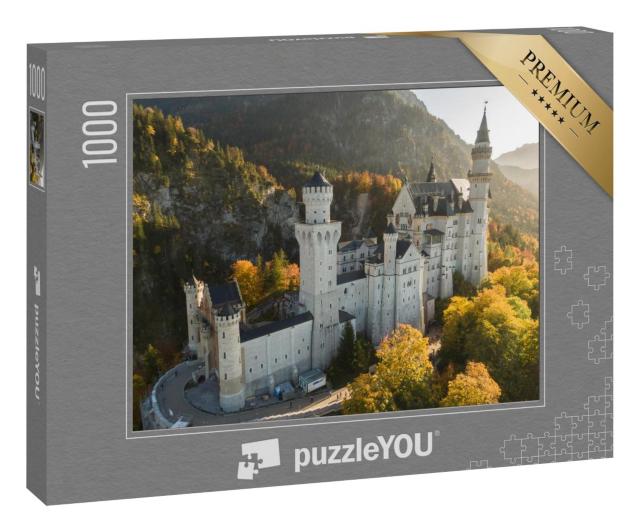 Puzzle 100 Teile „Luftbild von Schloss Neuschwanstein, Schwangau, Deutschland“