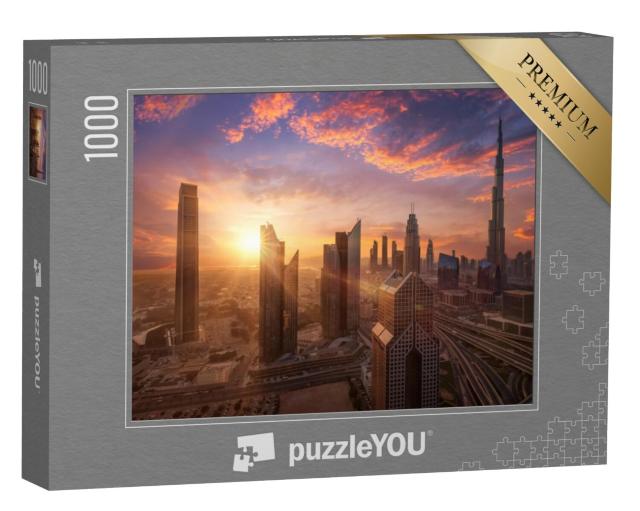 Puzzel 1000 stukjes „Prachtige zonsondergang in Dubai Downtown“