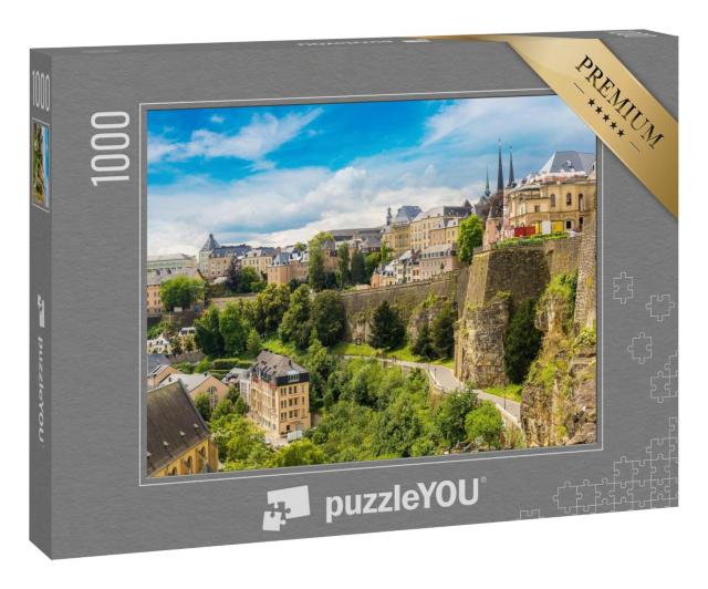 Puzzle 1000 Teile „Panoramaluftbild von Luxemburg an einem schönen Sommertag“