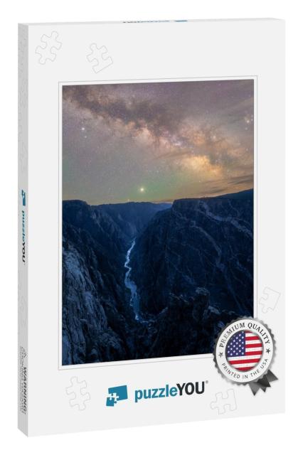 Milky Way Exposure Over Black Canyon of the Gunnison Nati... Jigsaw Puzzle