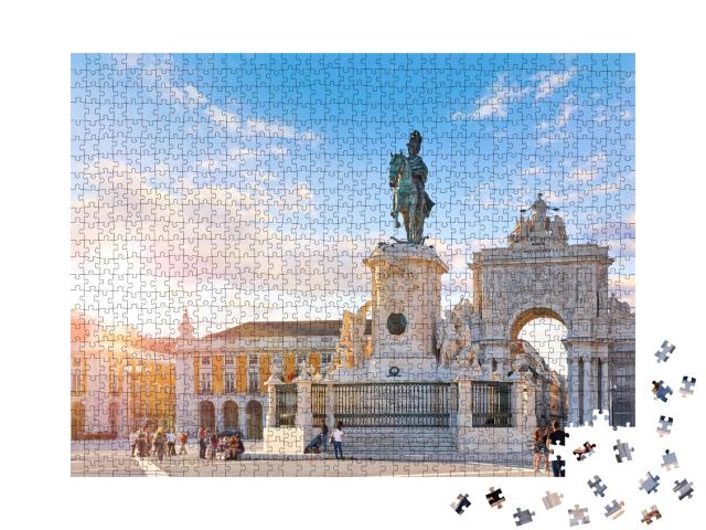 Puzzle 1000 Teile „König Jose I. Statue in der Altstadt von Lissabon, Portugal“