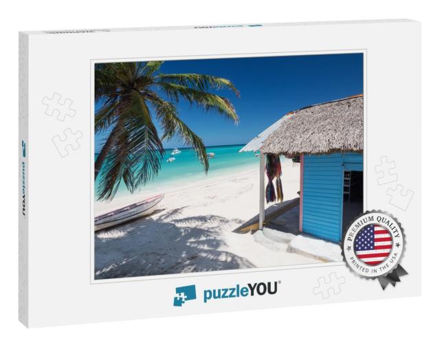 Typical Caribbean House Near Atlantic Ocean Beach with Co... Jigsaw Puzzle