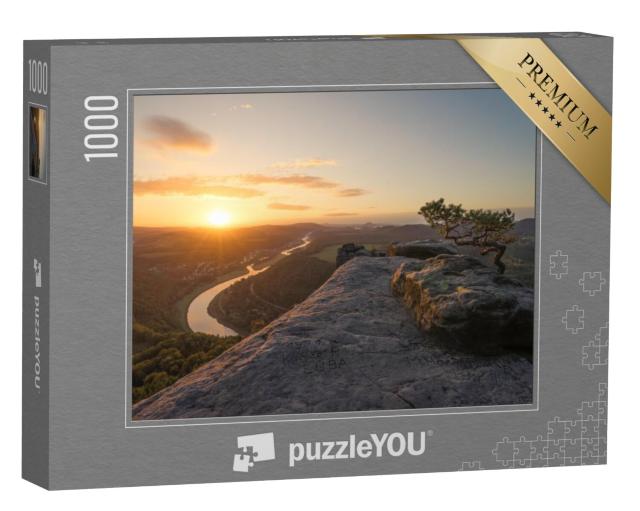 Puzzel 1000 stukjes „Zonsopgang vanaf de berg Lilienstein in Saksisch Zwitserland, Duitsland“