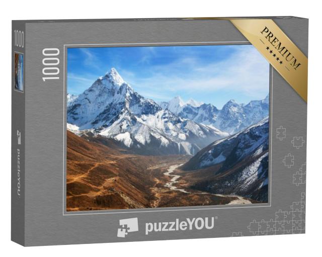 Puzzel 1000 stukjes „Panoramisch uitzicht op weg naar het basiskamp van de Everest, Sagarmatha National Park, Nepal“